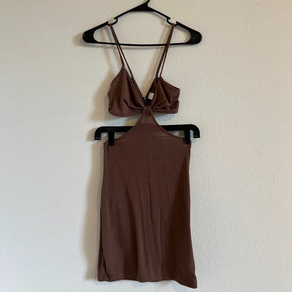 Brown Cutout Bodycon  Dress - Picture 1 of 3